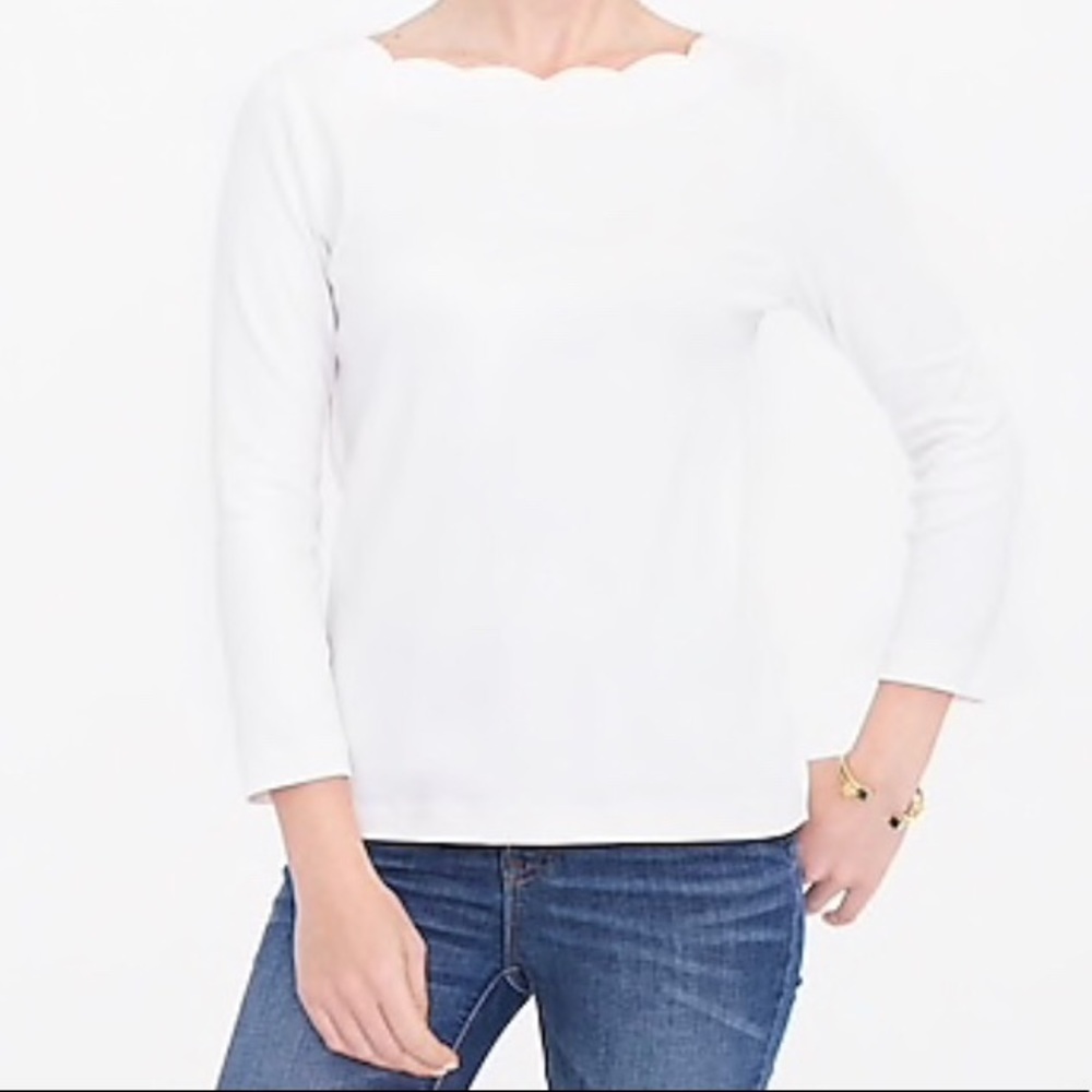 J. Crew scalloped 3/4 sleeve knit shirt